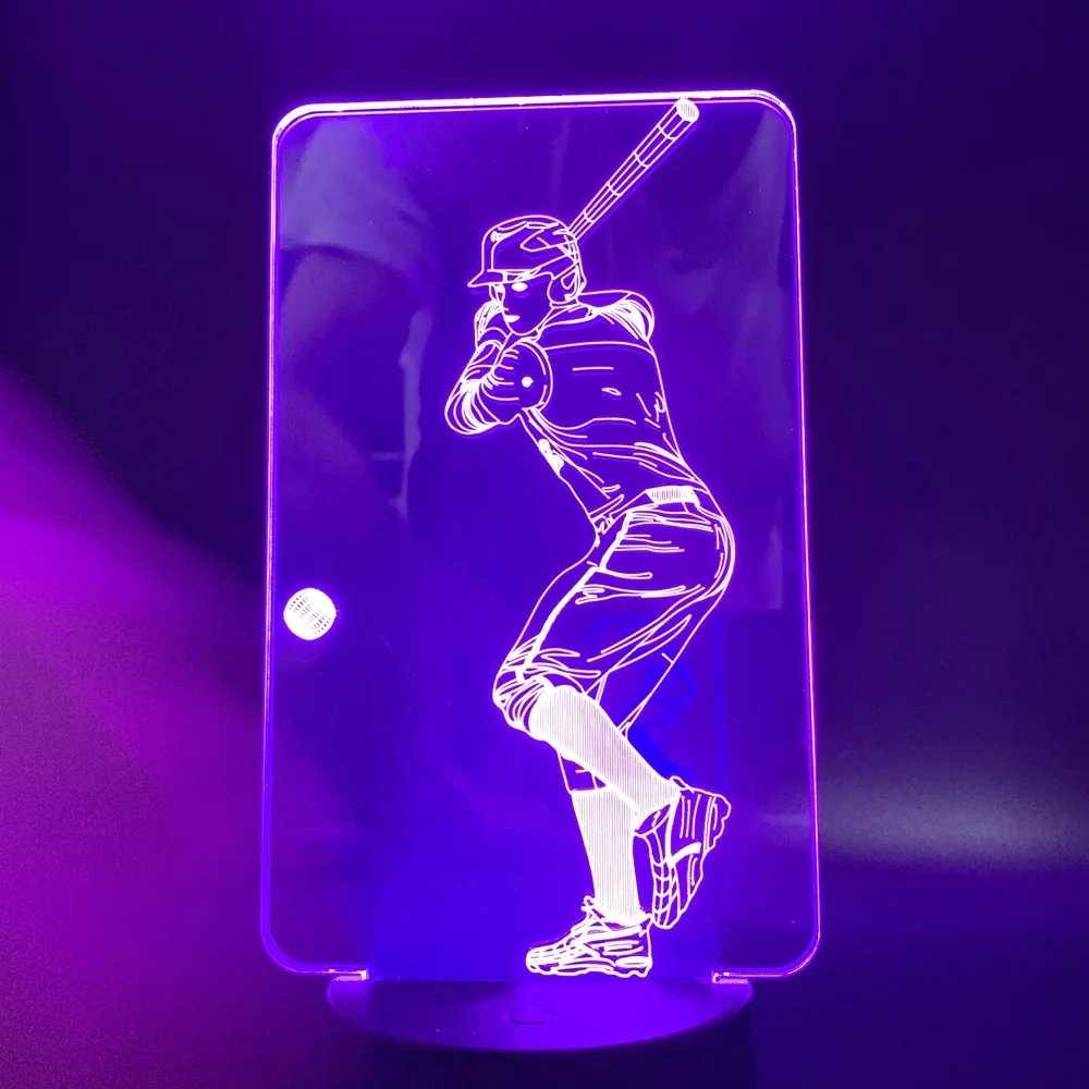Бейсбольный плеер 3D ночник Led Спорт Lampara яркая база ночник лампа для жилая комната 3D лампа визуальный ночник светодиодный подарок