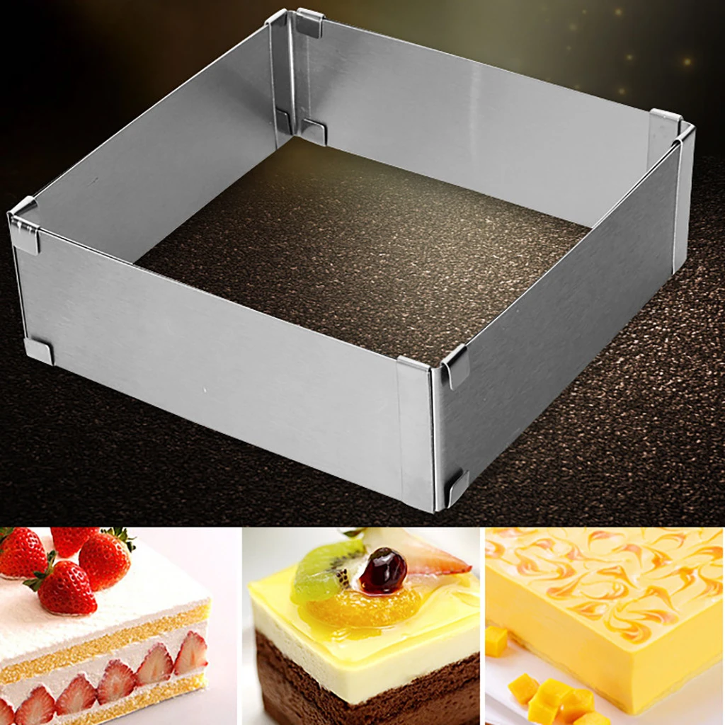Adjustable Cake Mold Stainless Steel Square Form Mousse Bread Cake Baking Mould Presentoir Gateau Metal Cake Making Tray Model Cake Molds Aliexpress