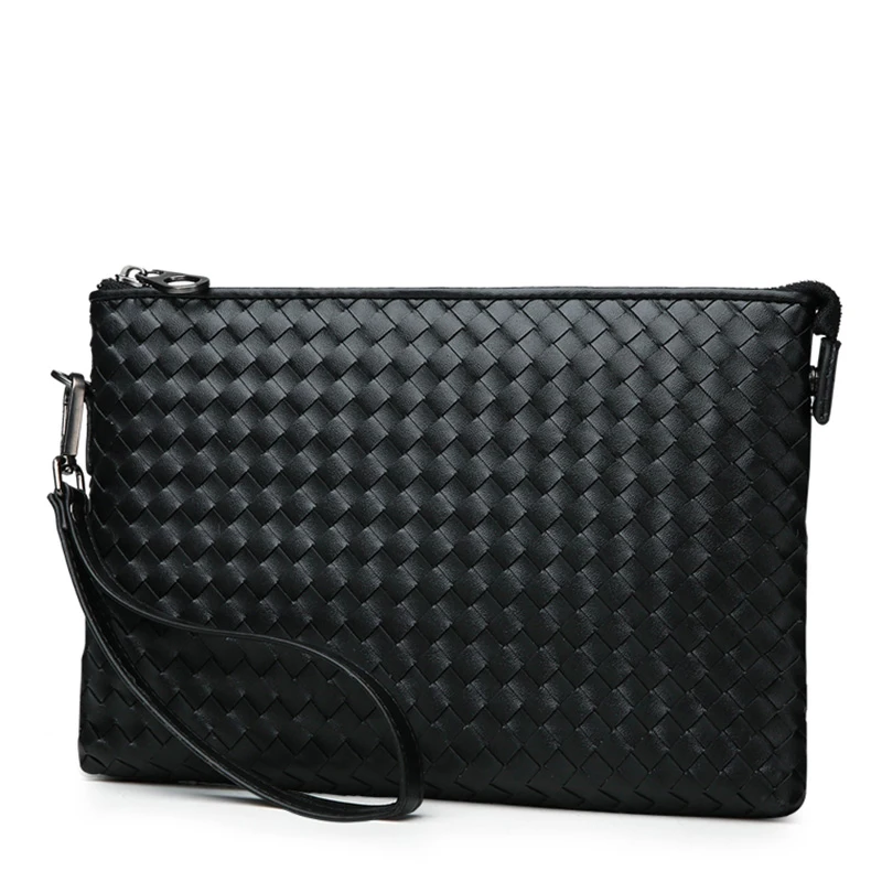 Men Clutch Bags Leather Plaid Design Clutches Bag for Man Casual Pack Wallet with Hand Strap Waterproof Pouch Popular Small bag