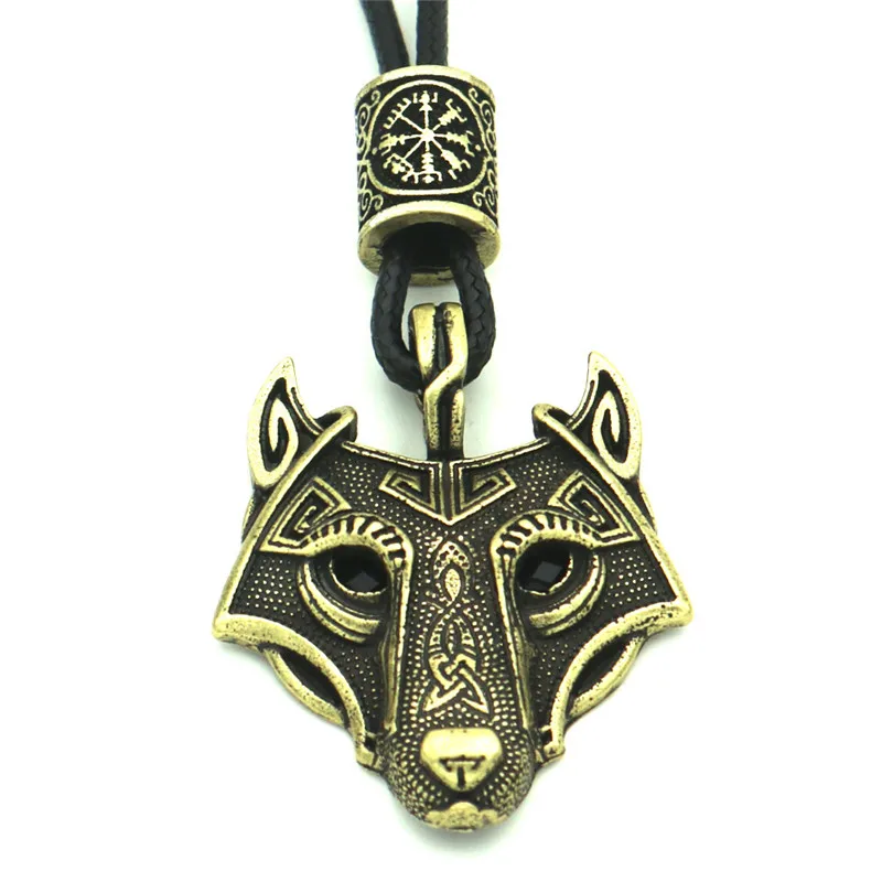 Black VegvisirBronze Черные красные глаза волк амулет кулон скандинавские бусы Vegvisir Валькнут троица узел колье с кулоном в стиле викингов мужской женский талисман ювелирные изделия wicca - Окраска металла: Black VegvisirBronze