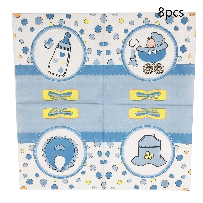 8pcs blue napkins Детский душ девочка или мальчик пол раскрыть баннер воздушные шары одноразовые набор столовых приборов для детей день рождения украшения принадлежности - Цвет: 8pcs blue napkins
