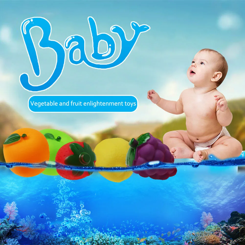 Детские игрушки для ванной 5 шт. мягкие резиновые искусственные фрукты, овощи игрушки для воды раннее развитие ребенка Ванная комната ванна бассейн забавные игрушки