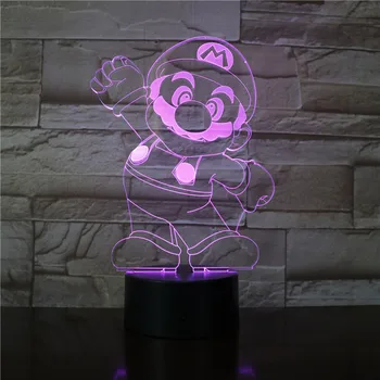 

3D Lamp Super Mario Cartoon Game for Children Best Christmas Decoration Touch Sensor Fast Delivery Led Night Light Lamp Lampara