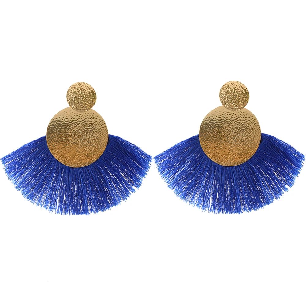 E57832018 Fashion Red Long Tassel Drop Earrings Vintage Ethnic Fringed Dangle Earrings Women Jewelry Bohemian Ear Drop Brincos CS27