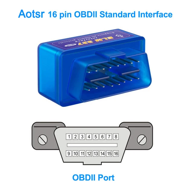 AOTSR Super Mini Elm327 Bluetooth OBD 2 V1.5 Elm 327 V 1.5 Car Diagnostic-Tool Scanner Elm-327 OBDII Adapter Auto Diagnostic