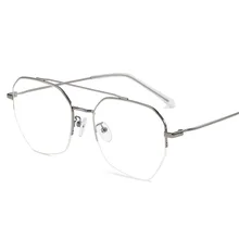 Новые корейские модные голубые легкие полуоправные очки металлические очки тренд плоское зеркало унисекс дикие классические ретро компьютерные очки