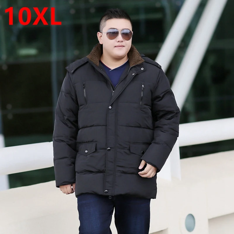 new winter XL add fertilizer 12XL 11XL big yards long down jacket big size detachable cap black fat thin clothes plus size 8XL