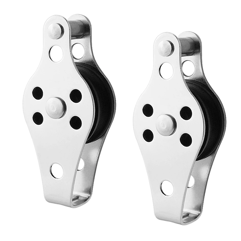 2pcs Stainless Steel Sailboat Kayak Pulley Block 2mm to 8mm Rope Runner