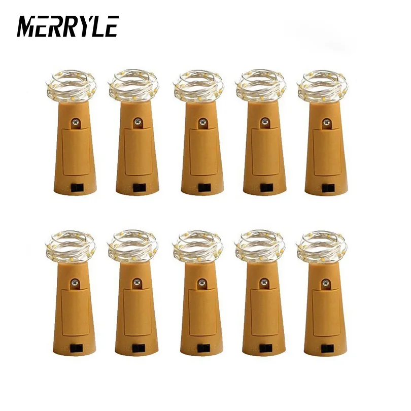 

10pcs Wine Bottle Lights Battery Powered Cork LED Copper Wire LED String Colorful Fairy Lights String for Party Wedding Decor