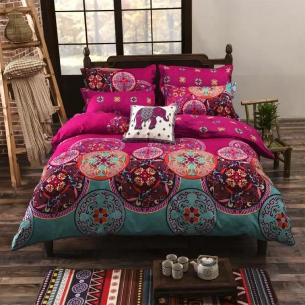 

GloryStar 4pcs/set Bedding Set Floral Printed Series Bed Set Duvet Cover Flat Sheet Pillow Case