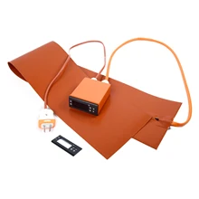 Оранжевое Силиконовое тепловое одеяло, цифровой дисплей, термостат, контроллер, гитарный Боковой изгиб, нагревательное одеяло для 3D принтера, кровать с подогревом