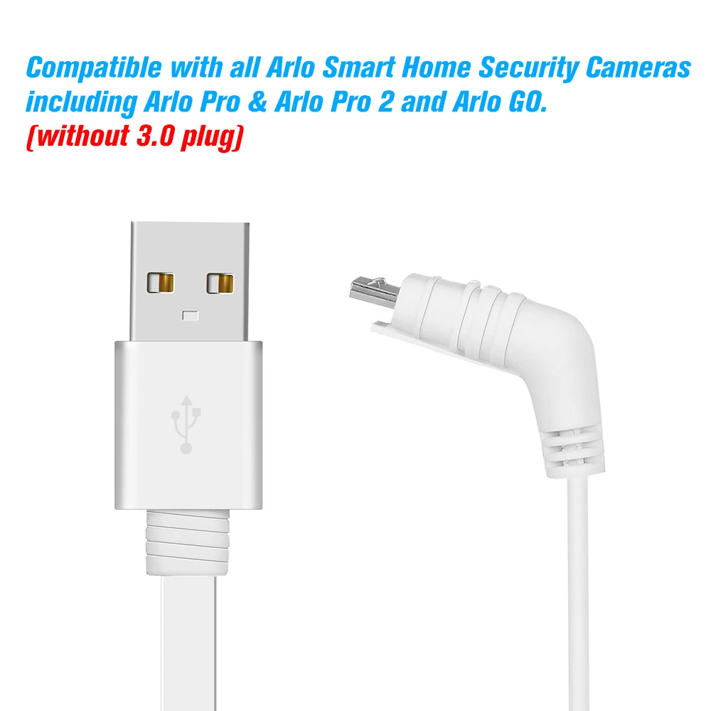 Cable de alimentación de carga, Cable Micro USB de aleación de aluminio, resistente a la intemperie, compatible con Arlo Pro, Arlo Pro 2, Arlo GO, Arlo, 2M, 6M, 9M