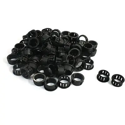 

100 Pcs 19mm x 14.3mm Black Cable Hose Harness Protective Snap Bushing