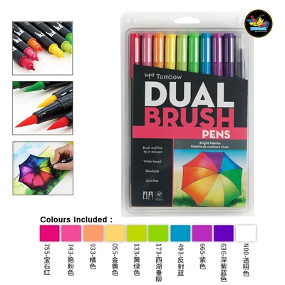 Set D 10 цветов, набор TOMBOW ABT, мягкая кисть, ручка, маркеры, набор, каллиграфия, ручки, костюм, двойная головка, маркеры, рисование, товары для рукоделия - Цвет: Set D