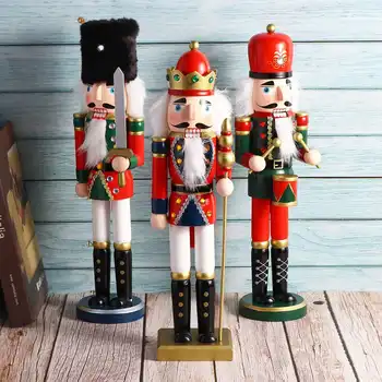 

38CM Nutcracker Soldier Wooden Nutcracker Doll Soldier Vintage Handcraft Home Decoration Christmas Ornaments Kid Toy Gift