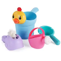 Мягкие пластиковые детские Игрушки для ванны пляжная вода 4 шт. сосуд в ванную детский чайник Набор Лопата игрушка ведро