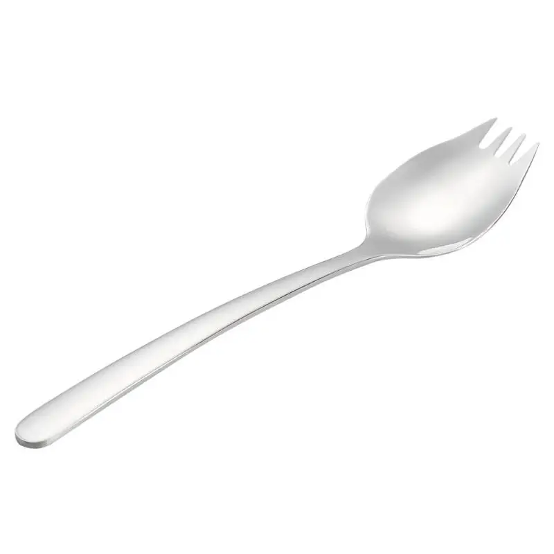Серебристый Stainless Steel 2 in 1 Spoon Fork Portable Tableware Exquisite for Outdoor Camping Picnic Home Furnishing Essential Supplies - Цвет: Серебристый