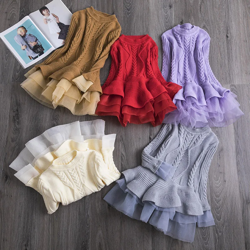 Children Dresses Girls Autumn Girl Dress Long Sleeve Ruffles Chiffon Tutu Baby Casual 8 Years Birthday Party Clothes | Детская одежда и