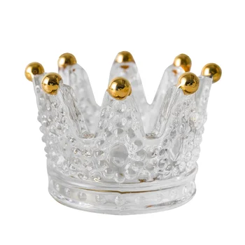 

Glass Romantic Candle Holder Crown Candlestick Crystal Elegant Candelabros Porta Velas Portavelas Party Tea Home Decor 30ZT230