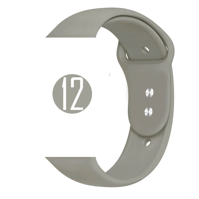 Цветной мягкий силиконовый спортивный ремешок для Apple Watch Series 5 4 3 2 1 38 мм 42 мм резиновый ремешок для часов iWatch 5 4 40 мм 44 мм - Цвет ремешка: 12 Stone