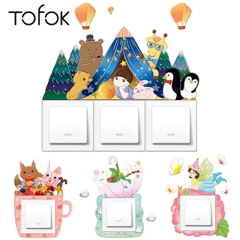 

Tofok PU Leather 3D Cartoon Animal Switch Sticker Stereo Outlet Plug Socket Protection Bubble Switch Sticker Bedroom Decoration