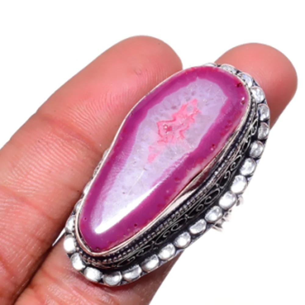 

Solar Agates Ring Silver Overlay over Copper, USA Size 8.25 , R5307