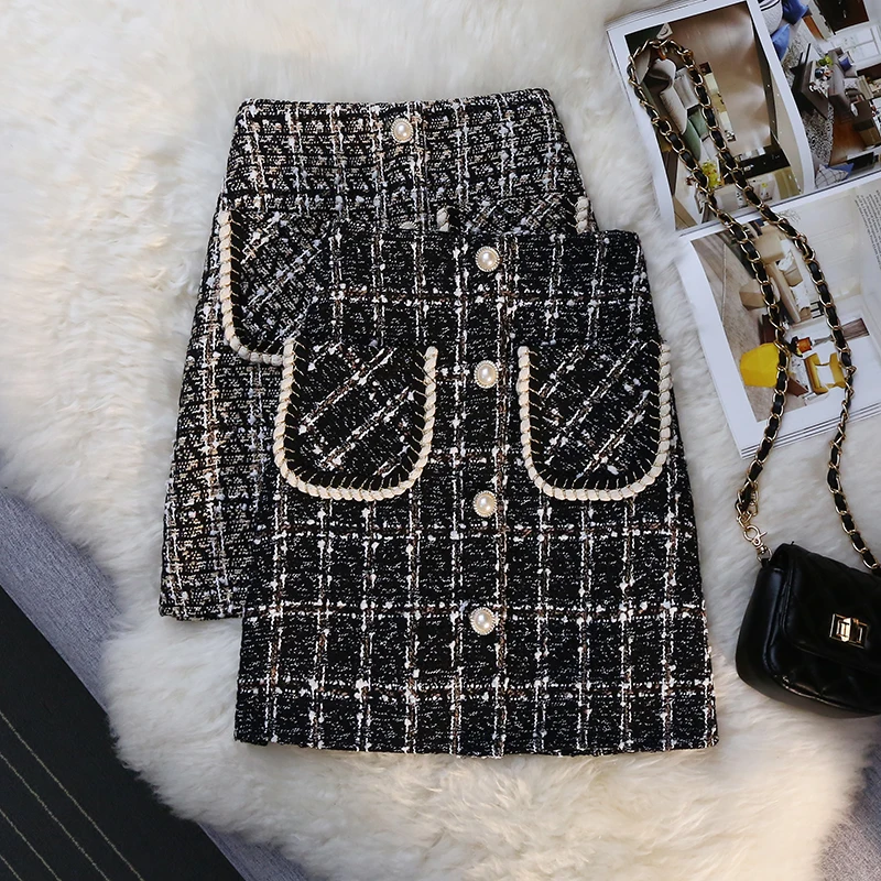 New Fashion Woolen Skirts Women Autumn Winter New High Waist Warm Wrap Mini Skirt Office Ladies