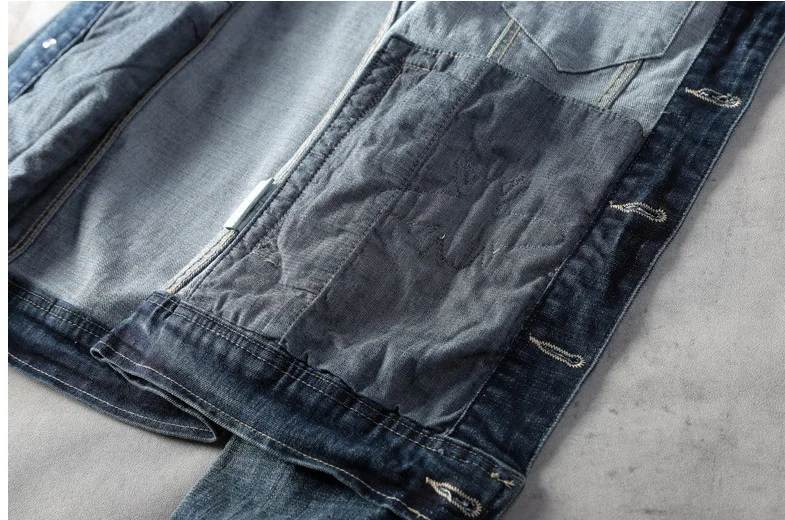 BONJEAN весна осень Мужская джинсовая куртка мода Slim Fit винтажные джинсы патч дизайн ковбой пальто Верхняя одежда Прямая