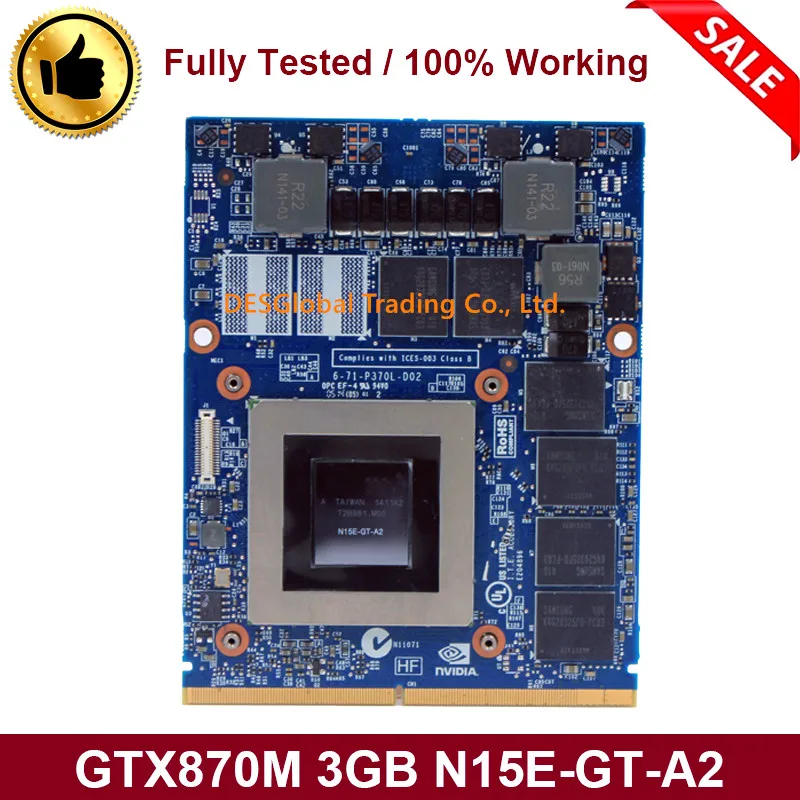 discounted  Original GTX870M GTX 870M Video VGA Graphic Card N15E-GT-A2 3GB DDR5 for Laptop Dell Alienware Clev