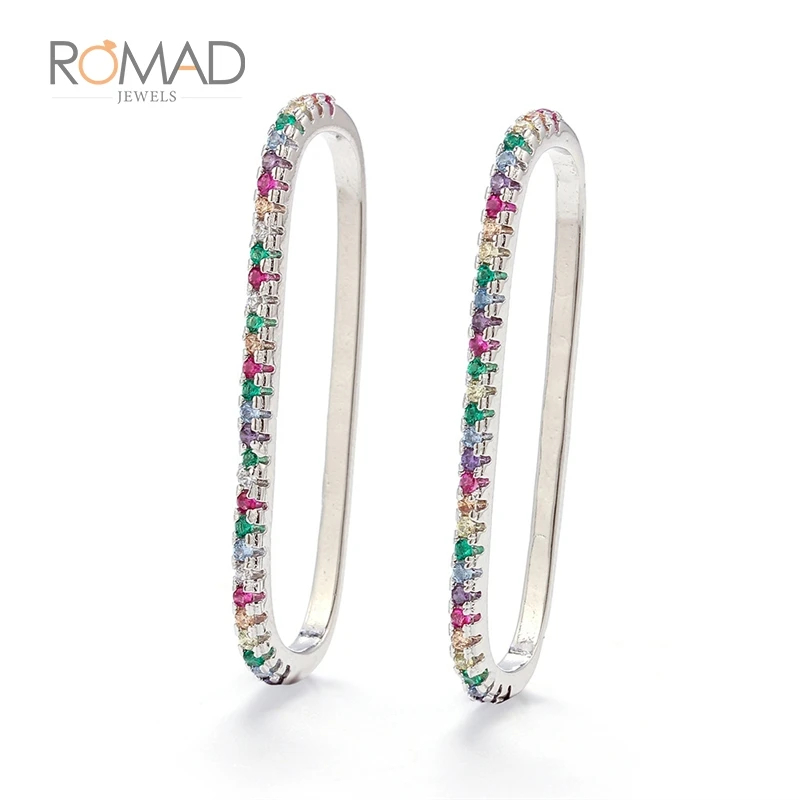 Sliver ROMAD модные ZC круглые серьги-кольца для женщин, блестящие серьги с золотыми стразами, свадебные ювелирные изделия, aros mujer oreja - Окраска металла: Sliver