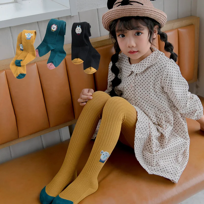 

Children's Tights Knitted Stockings Cartoon Animal Embroidered Baby Girls Pantyhose For Autumn Winter 2019 Fashion