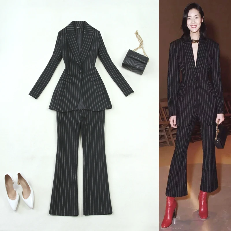 Women's Business Suit Office Suits Pants Sets Single Buckle Trouser for Women Female Jacket Pantsuit Clothes | Женская одежда