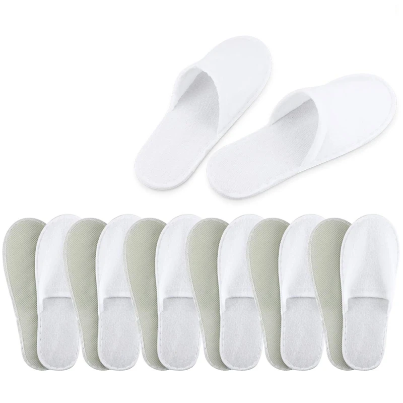 

20 Pairs Disposable White Hotel Slippers for Guests, Closed Toe Slippers Fit for Women and Men
