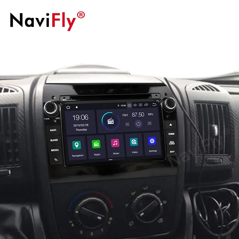 Perfect NaviFly Android 9.0  Octa Core CAR DVD GPS navigation player For FIAT DUCATO car RADIO stereo player with WIFI support OBD DAB 5