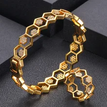Jankely Роскошный Уникальный Африканский браслет кольцо набор комплекты украшений для женщин свадебный кубический циркон Кристалл CZ Дубай Свадебный ювелирный набор