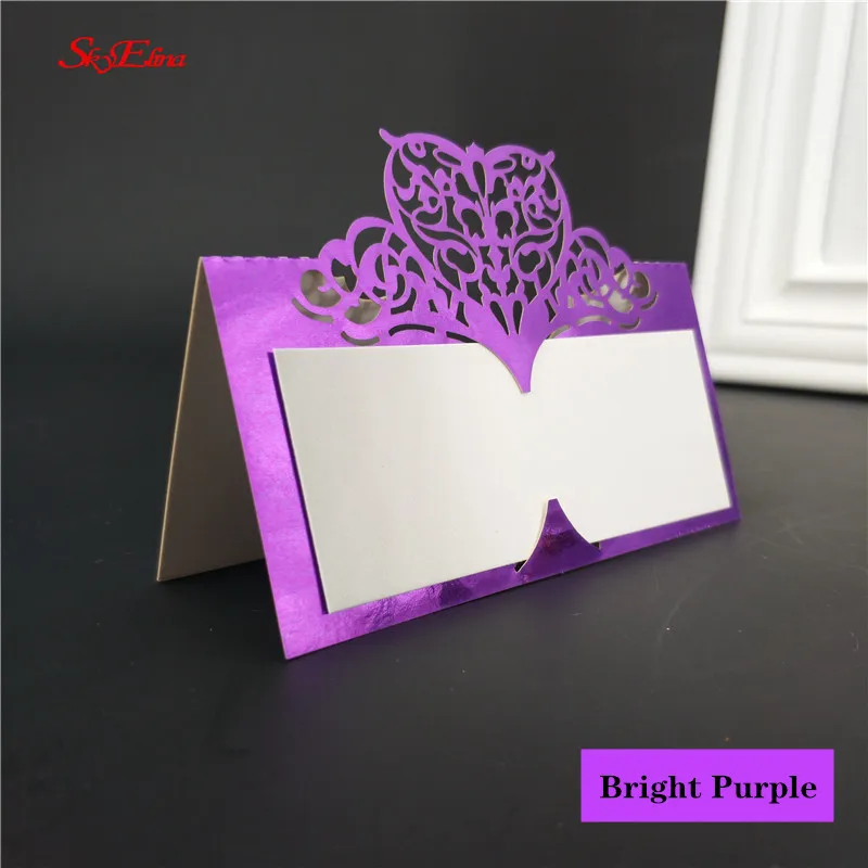 BrightPurple 100 шт. таблицы карты лазерной резки Бумага лоза сиденье карты для Свадебная вечеринка Сувениры Украшения Имя Место карты 6zsh871-100 - Цвет: BrightPurple