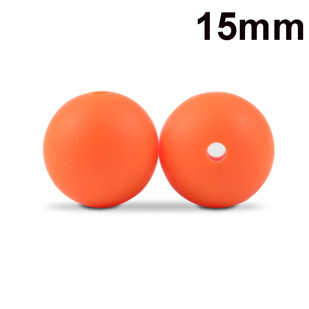 Orange LOFCA 15 мм, 20 шт./лот, бусины из пищевого силикона, Прорезыватель для зубов, круглые бусины, Детская жевательная для прорезывания зубов, Силиконовые Прорезыватели для самостоятельного изготовления - Цвет: Orange
