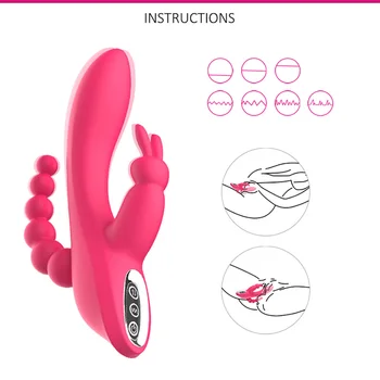 3 In 1 Dildo Rabbit Vibrator Waterproof USB Magnetic Rechargeable Anal Clit Vibrator Sex Toys For Women Couples Sex Shop 6