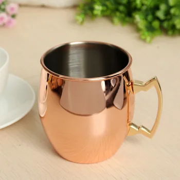 

4Pcs 530ml Copper Mug Moscow Mule Cocktail Glass Creative-Cup Shaker 18Oz Stainless Steel Copper Cup for Iced Beer Tea Whiskey