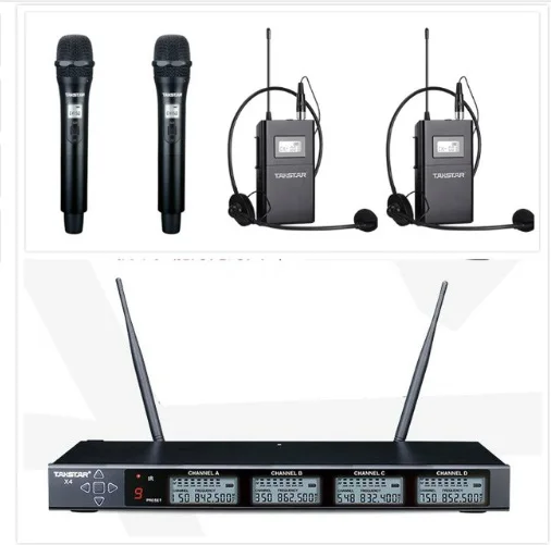 Takstar X4 Настоящее разнообразие 4 канал частоты UHF беспроводной корпус-пакет нагрудный микрофон передатчик портативная беспроводная гарнитура, микрофон - Цвет: Handheld Body pack