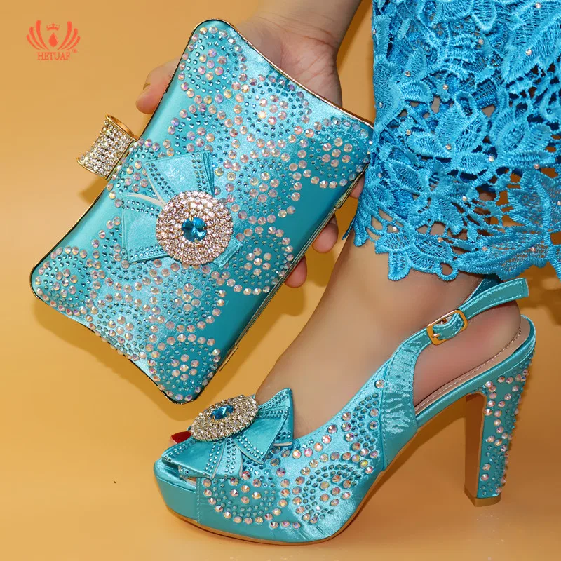 

New Arrival African Women Shoe Matching Bags For Party Italian High Heels With Fashion Bags Good Quality Shoe And Bag Sets 2019