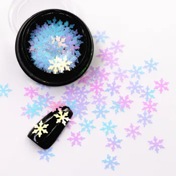 

1 Box 3D Nail Christmas Stickers Nail Sequins Glitter Art Glitter Gel Holographic Laser Snowflakes Stickers Manicure Decoration