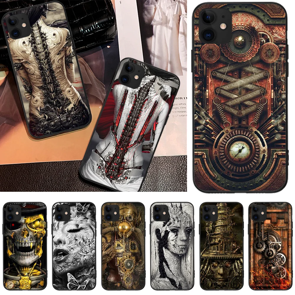 BaweiTE Punk Black Soft Shell Phone Case Capa For iPhone 5 6 6S 7 8 plus X XS XR MAX 11 pro Pro Max | Мобильные телефоны и