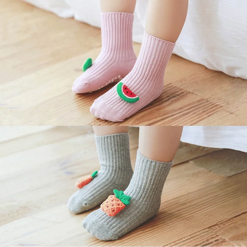 Newborn Baby Anti-Slip Indoor Floor Socks Baby Girls Boys Cute Cartoon Fruit Socks Winter Warm Kids Clothes Accessories