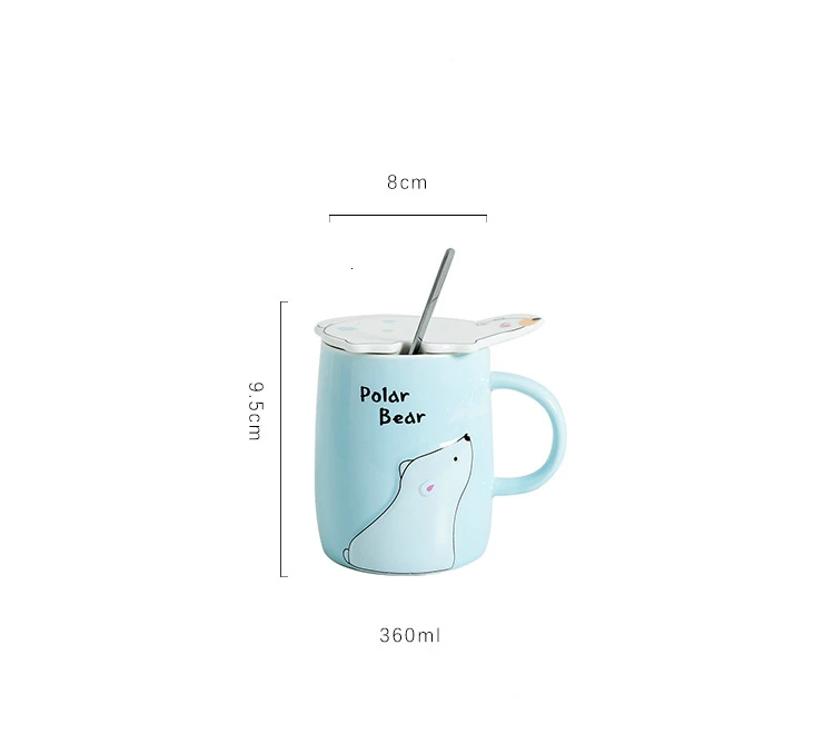 Керамическая кофейная чашка с милым мультяшным медвежонком, ложка с крышкой, оригинальная стеклянная чашка для студентов, кофейные кружки