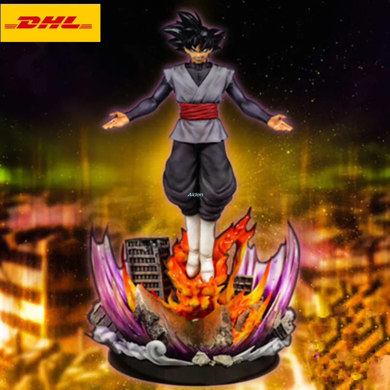1" Статуя Dragon Ball Z бюст Saiyan Goku черный полноразмерный портрет светящийся дисплей коробка GK экшн-модель игрушечная коробка 43 см Z2530 - Цвет: Черный
