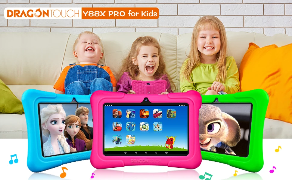 Dragon Touch Y88X Pro 7 ''HD дисплей детский планшет для детей 2 ГБ+ 16 Гб четырехъядерный Android 9,0 с планшетным карманом Wifi планшетный ПК