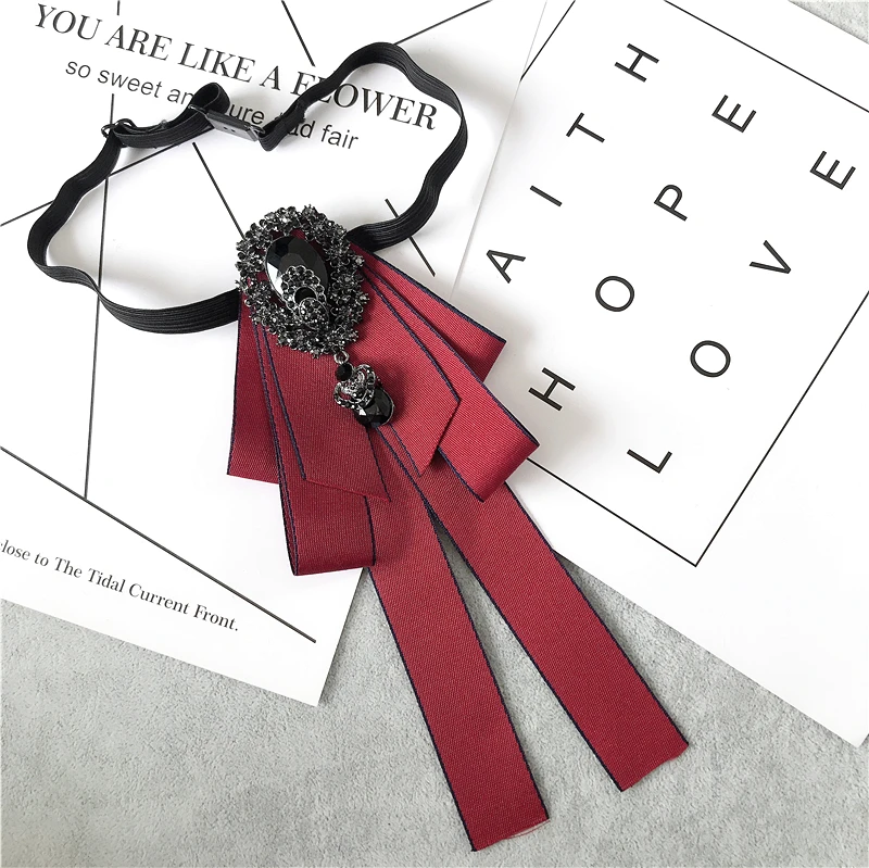 Ribbon Bowtie Мужской женский галстук-бабочка из ленты, винтажный эластичный ремешок, сплав, стразы, Бабочка, свадебные, Клубные, вечерние, Униформа, кристалл, галстук-бабочка - Цвет: Ribbon Bowtie