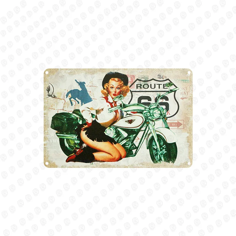 CV-1319 Ретро Route 66 мотоцикл настенный постер наклейка жестяная вывеска домашний бар паб таверна отель украшения - Цвет: CV-1319