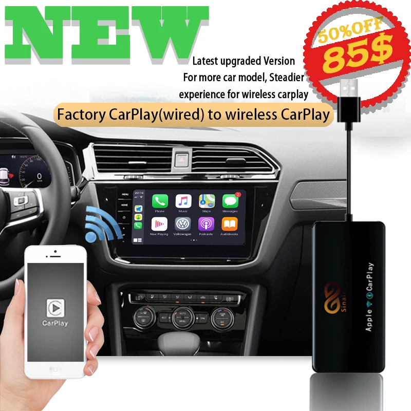 Sinairyu Apple Wireless Carplay Dongle for Volkswagen Golf/Touareg iOS